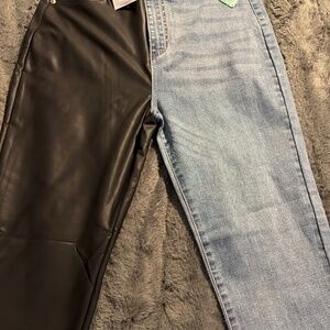 AKIRA FLEX FIT EXTREME STRETCH HALF AND HALF PU HIGH WAIST SKINNY JEAN Size 3030